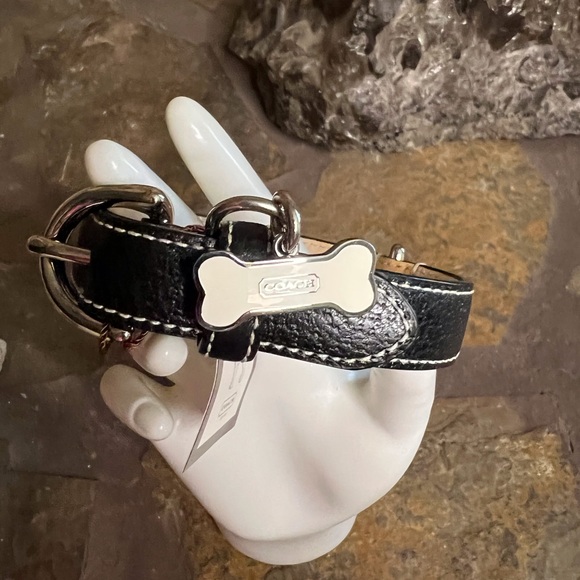 Coach Leather Dog Collar Black X/Small New